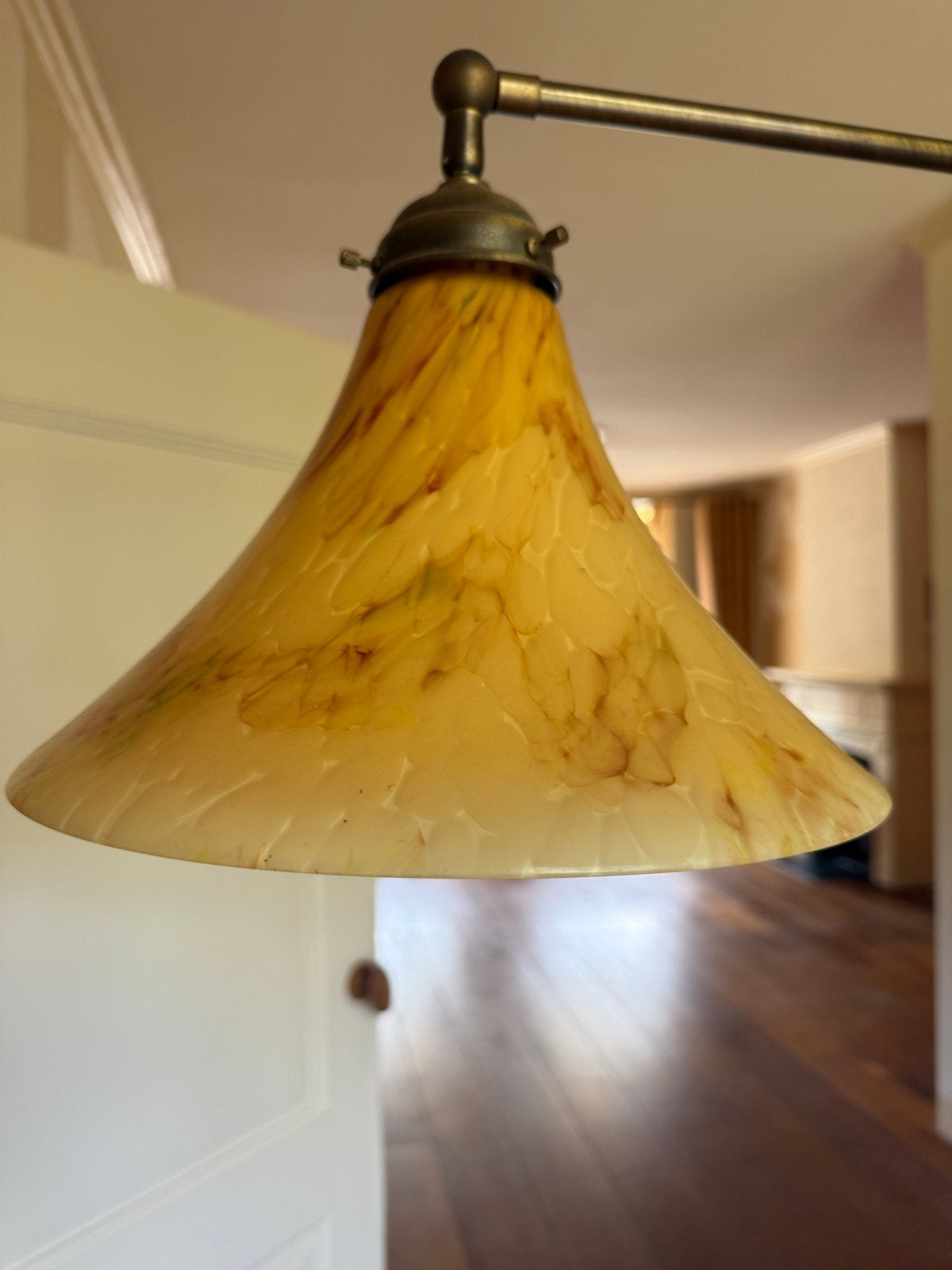 Vintage Hanglamp met 2 Glazen Kappen, Huis en Inrichting, Ophalen, Gebruikt, Glas, Overige fittingen