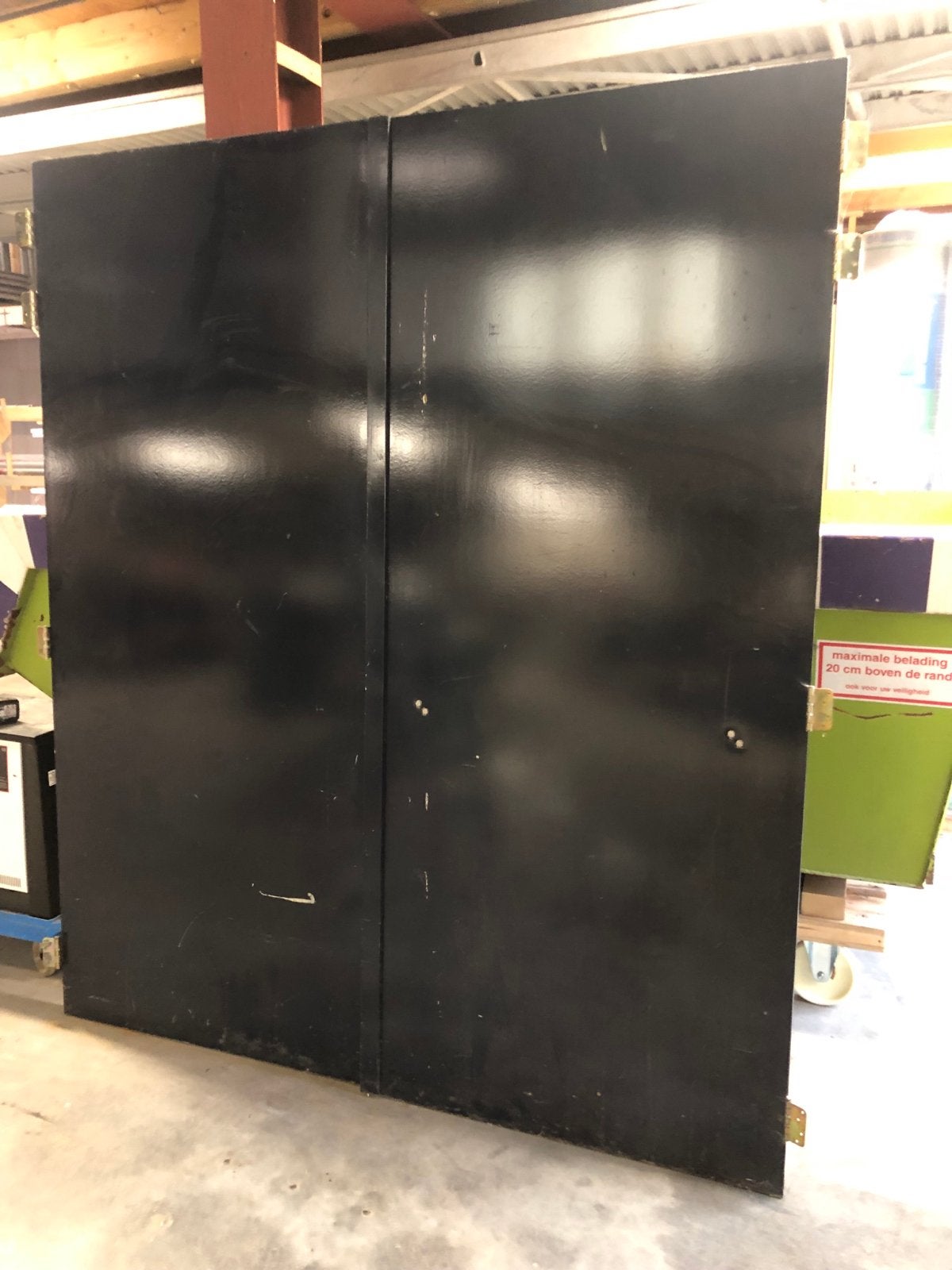 Blauwe dubbele deur met kogellagerscharnieren, Gebruikt, Overige typen, 200 tot 215 cm, Hout