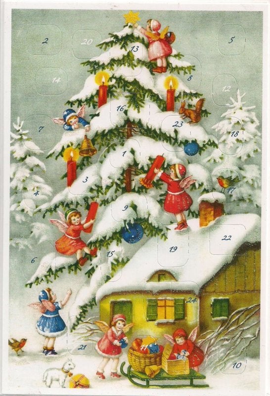 Adventskalender Kaart: Kerstboom d sneeuw versieren - 12420, Ophalen of Verzenden, Nieuw
