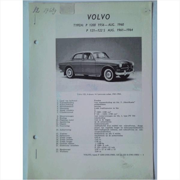 Volvo P1200 P121 P122S Vraagbaak losbladig 1961-1964 #3 Nede, Ophalen of Verzenden, Gelezen, Volvo