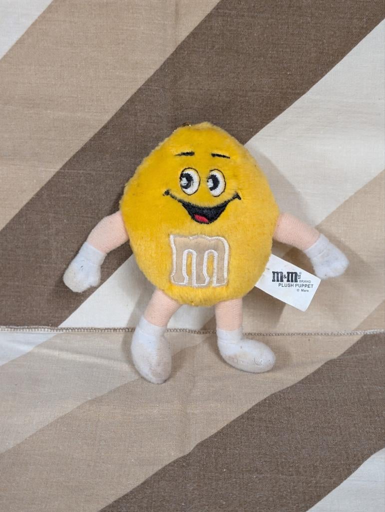 Vintage M&M Geel Pluche Knuffel met Zuignap, Ophalen of Verzenden, Gebruikt