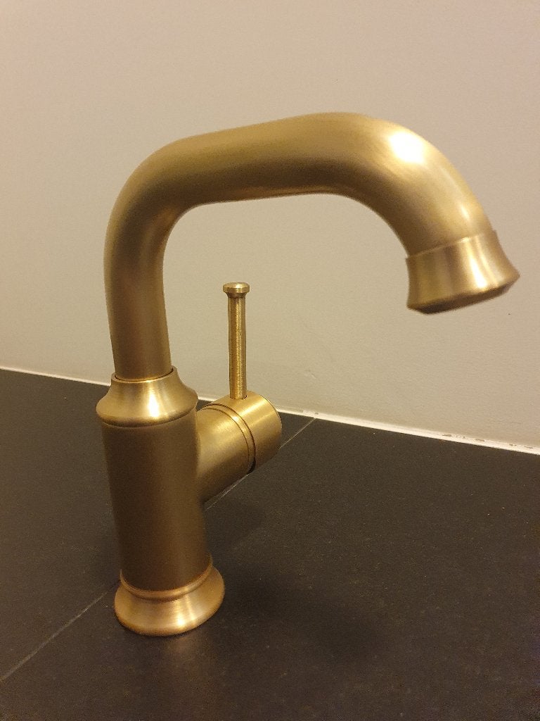 Wastafelkraan BRONS geborsteld messing Mengkraan badkamer, Ophalen of Verzenden, Nieuw, Koper, Kraan