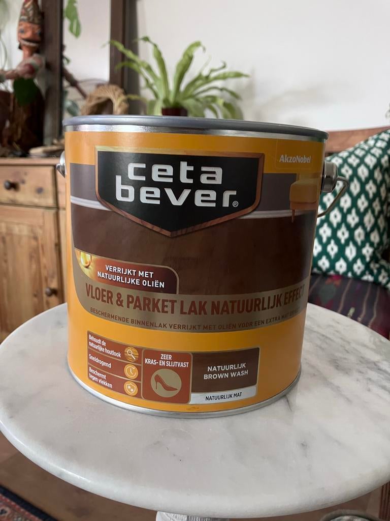 CetaBever Vloer & Parket Lak Natuurlijk Effect 2,5L, Bruin, Ophalen of Verzenden, Zo goed als nieuw, Lak