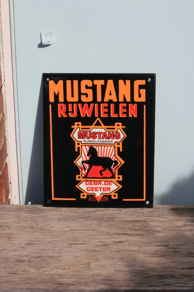 emaille bord MUSTANG RIJWIELEN ASSEN, Ophalen of Verzenden
