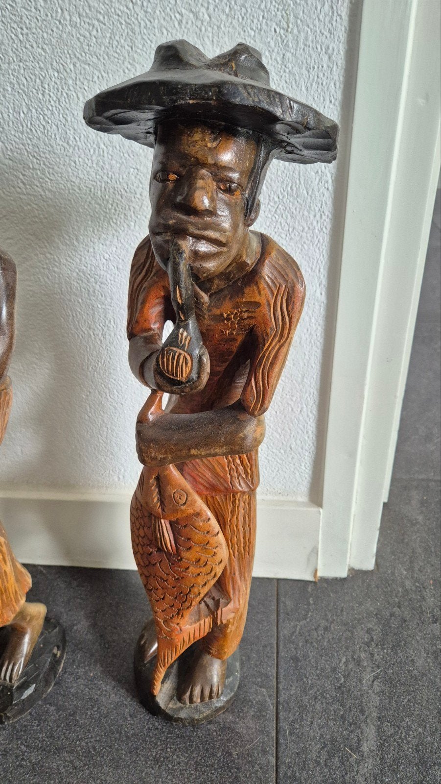 Set van 3 handgesneden houten beelden, Afrikaanse stijl, Ophalen