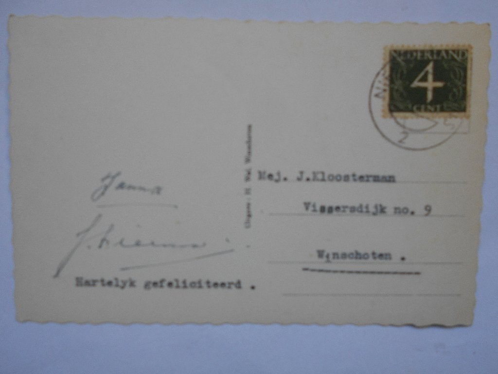 Nieuwe Schans Hoofdstraat een mooi rustig Nieuwe Schans 1955, Ophalen of Verzenden, 1940 tot 1960, Gelopen, Groningen