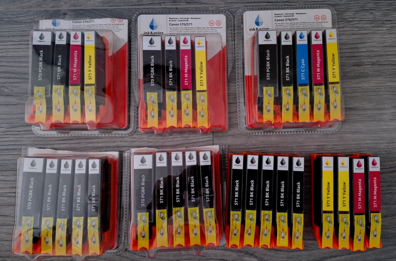 Inktpatronen Canon 570/571 met chip - Nieuw, Ophalen of Verzenden, Nieuw, Cartridge, Ink&print (compatibel met Canon)