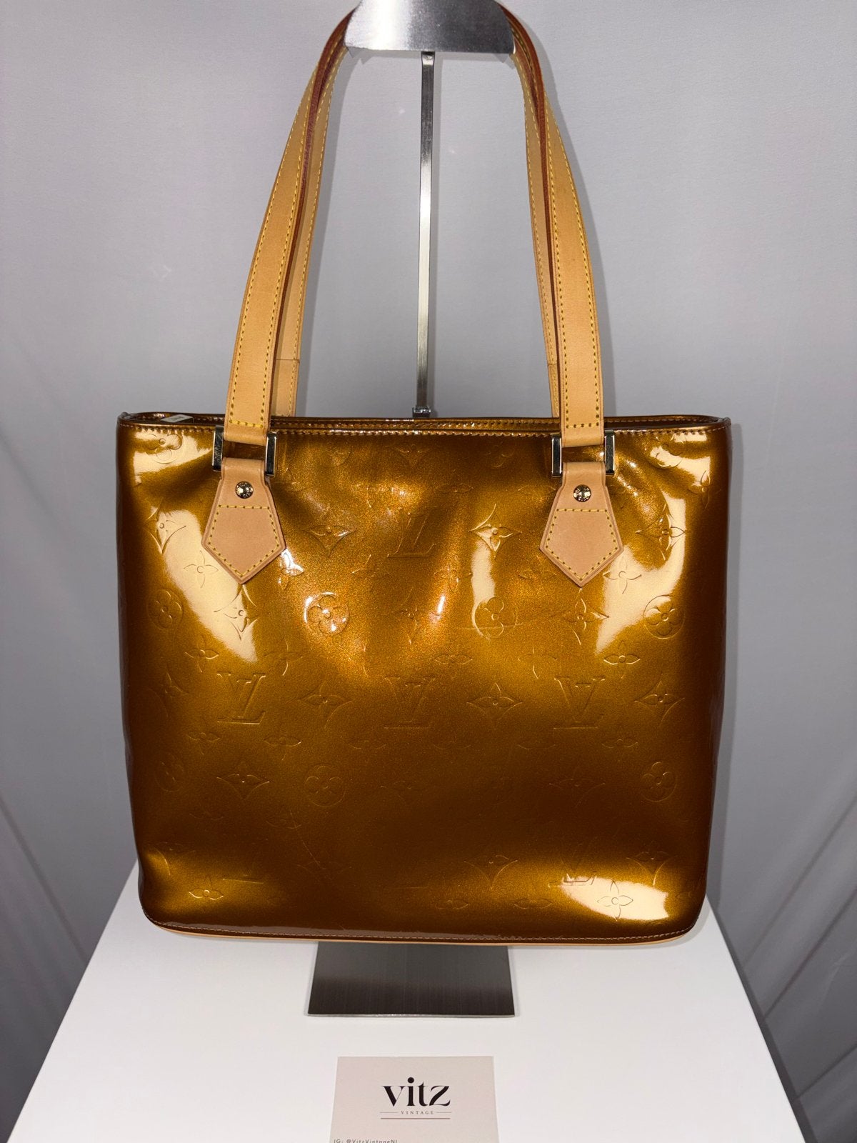 Louis Vuitton Vernis Houston Tote Tas Goud, Ophalen of Verzenden, Gebruikt, Overige kleuren, Handtas