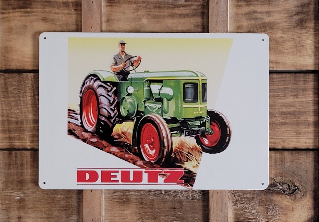 Deutz tractor op het land reclamebord van metaal wandbord, Verzamelen, Merken en Reclamevoorwerpen, Reclamebord, Info@deconoord.nl