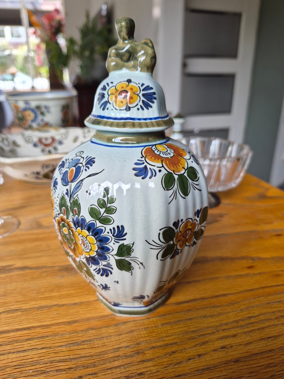 Delfts polychroom Holland Handwerk pot met deksel, Ophalen of Verzenden