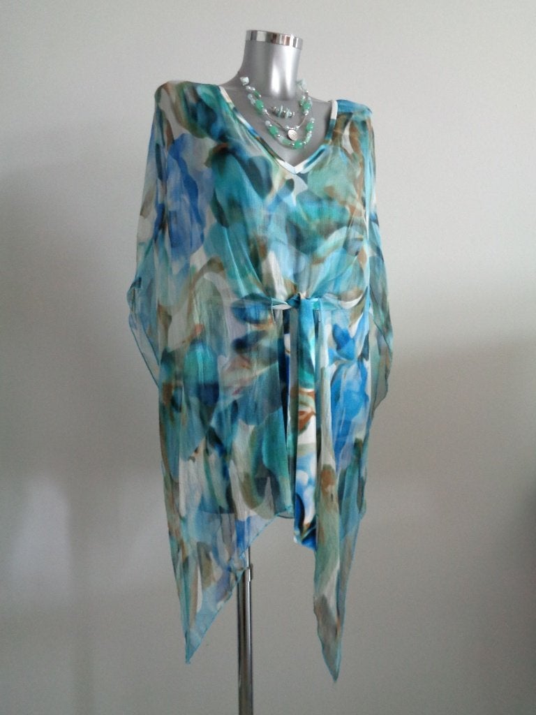 Percy Irausquin - collection prc viscose tuniek jurk, 36 NEW, Blauw, Percy Irausquin, Nieuw, Ophalen of Verzenden