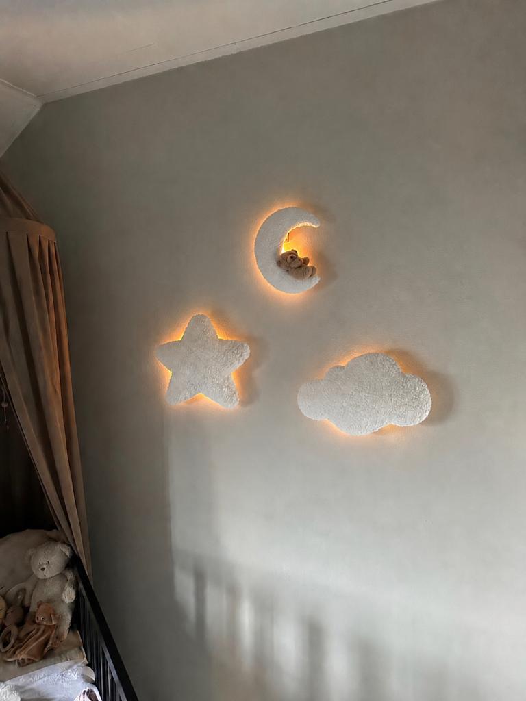 Set van 3 maan met beertje, ster, wolkje wandlamp dreamlight, Ophalen of Verzenden, Nieuw, Lamp