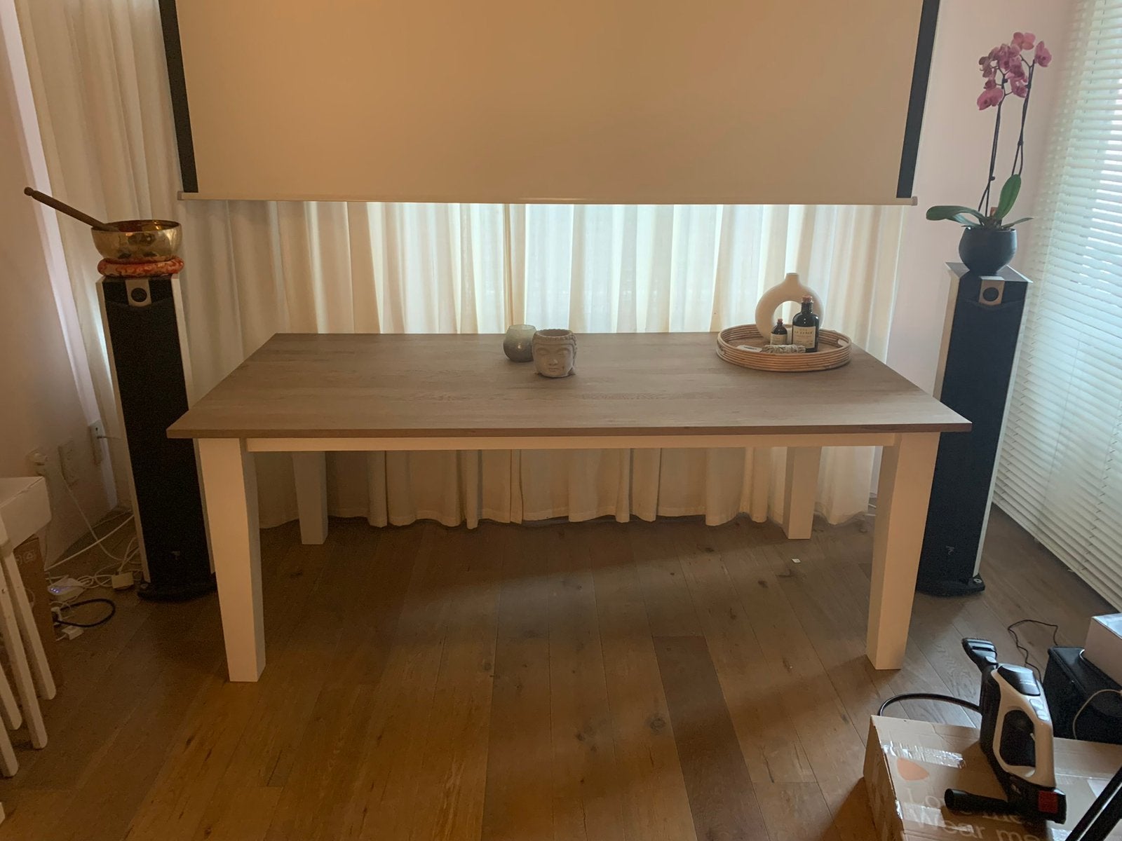 Eikenhouten eettafel 200 x 100 cm – massief eiken blad, Ophalen, Eikenhout, 50 tot 100 cm, Zo goed als nieuw
