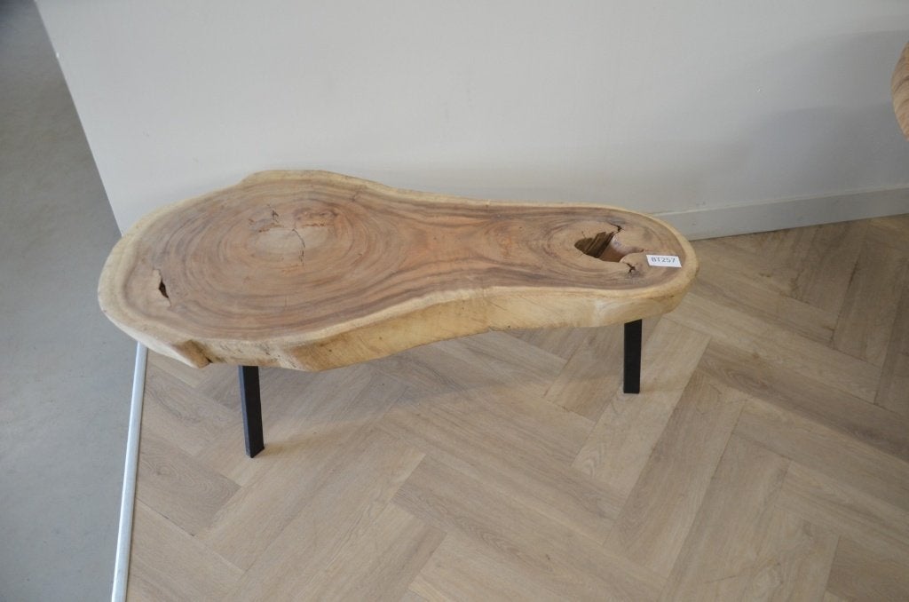 Ronde suar salontafel  125 - 30-60cm BT257, Overige houtsoorten, 100 tot 150 cm, Rond, Nieuw