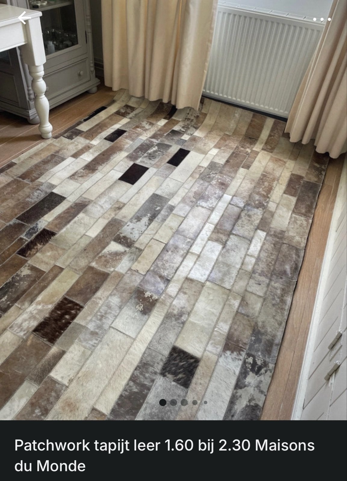 Patchwork tapijt leer 1.60 bij 2.30 Maisons du Monde, Huis en Inrichting, Ophalen, Gebruikt, Bruin, 150 tot 200 cm