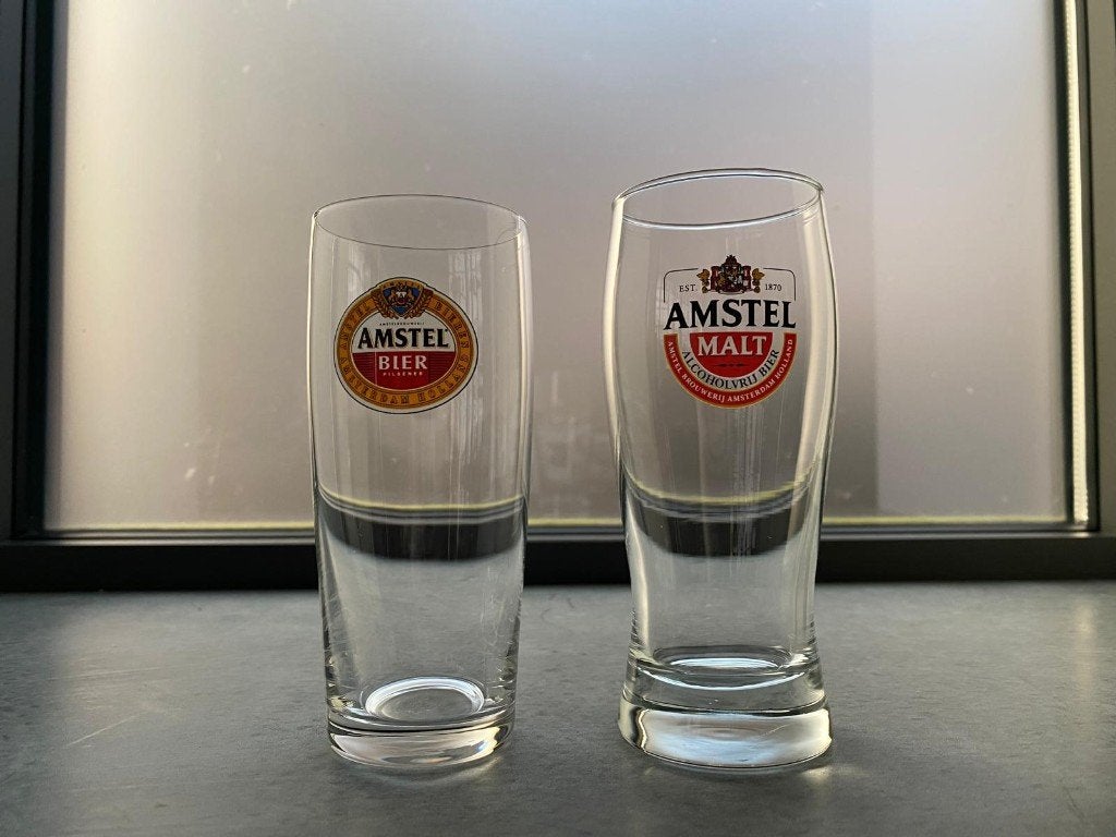 2 Amstel bierglazen, Ophalen of Verzenden, Nieuw, Glas of Glazen, Amstel