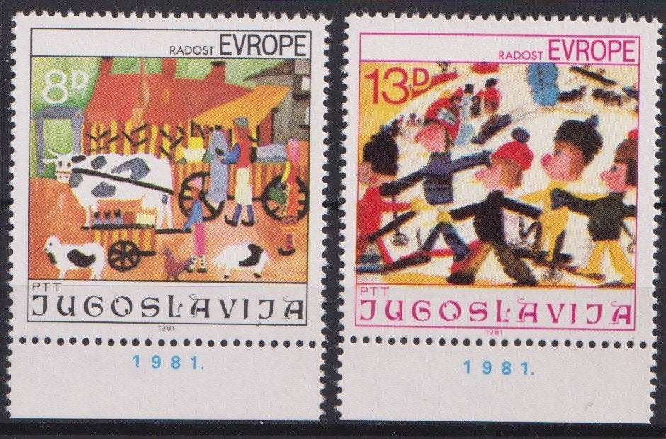 Joegoslavie 1981 EUROPA Kinderzegels tekeningen met TAB, Verzenden, Postfris, Overige thema's