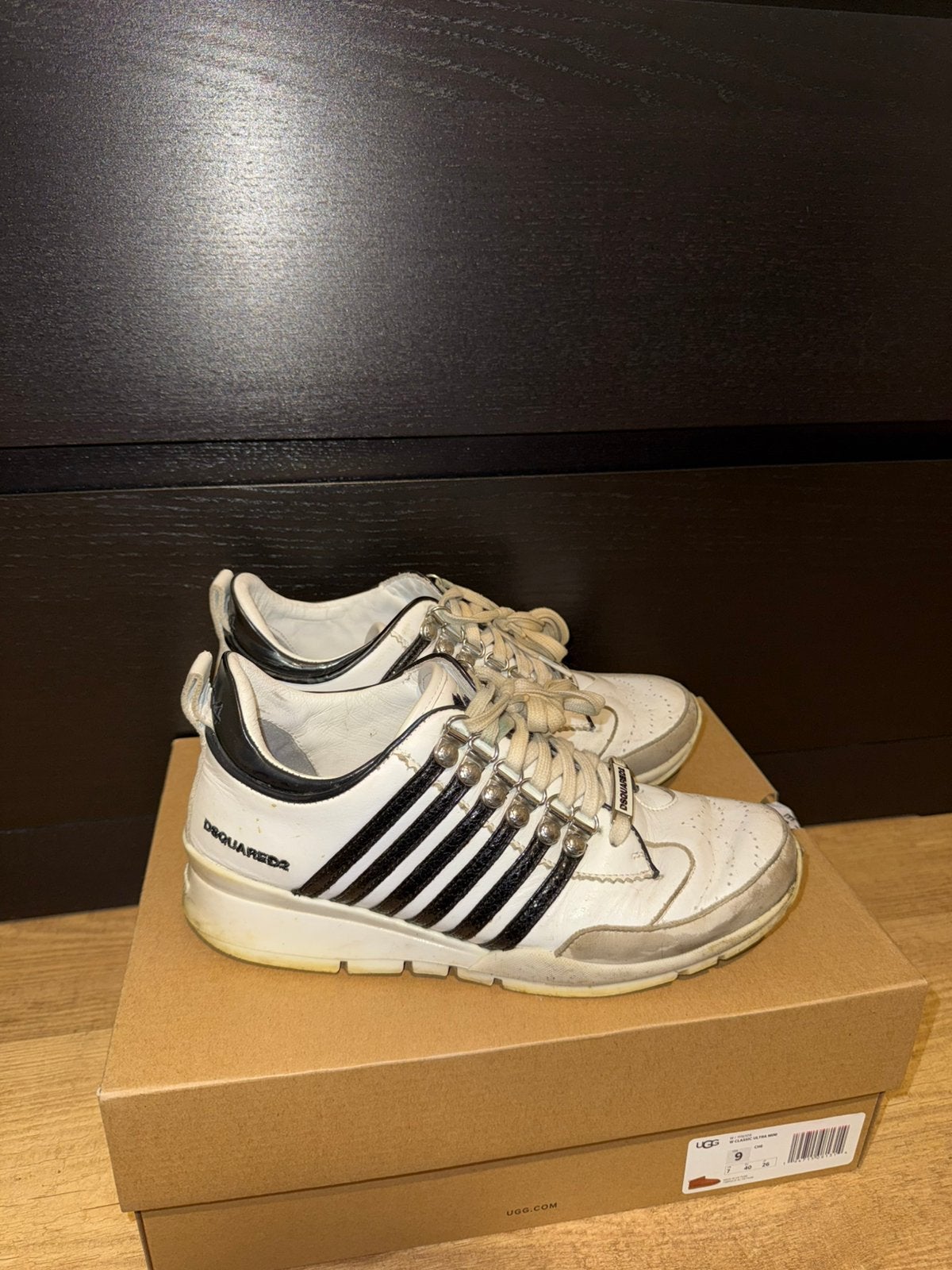 Originele dsquared2 schoenen, Ophalen, Wit, Sneakers of Gympen, Gedragen
