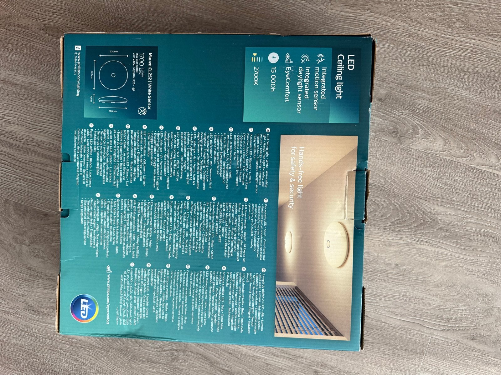 Philips Mauve CL252 LED Plafondlamp met Bewegingssensor, Kunststof, Philips, Nieuw, Overige fittingen