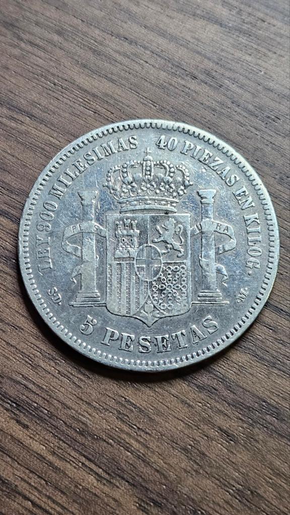 5 pesetas 1871 madrid, Ophalen of Verzenden, Vóór koninkrijk, Zilver