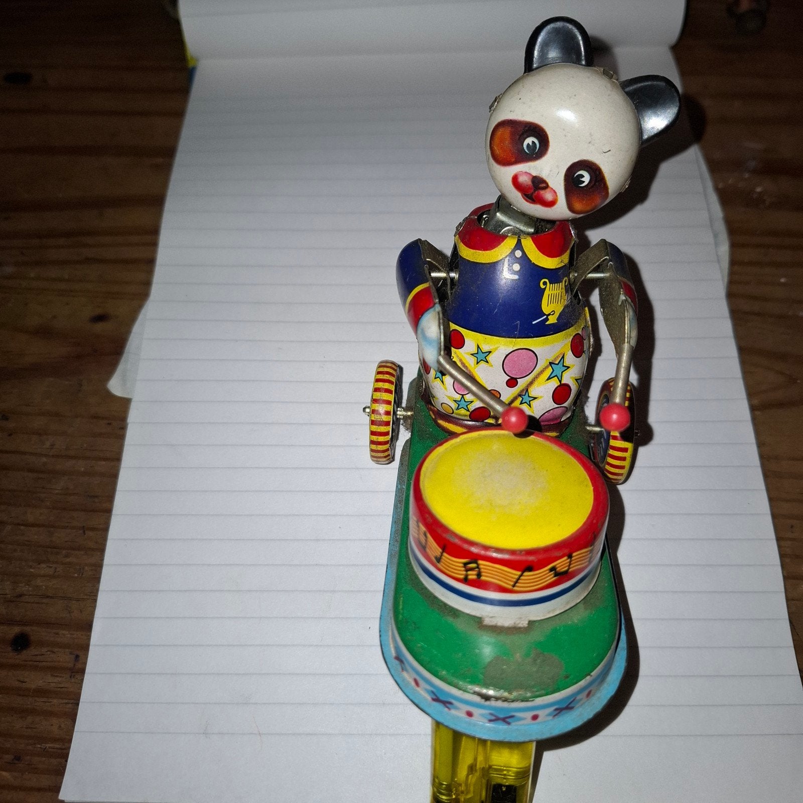 Vintage blikken speelgoed panda met trommel, Ophalen of Verzenden, Gebruikt, Jongen of Meisje