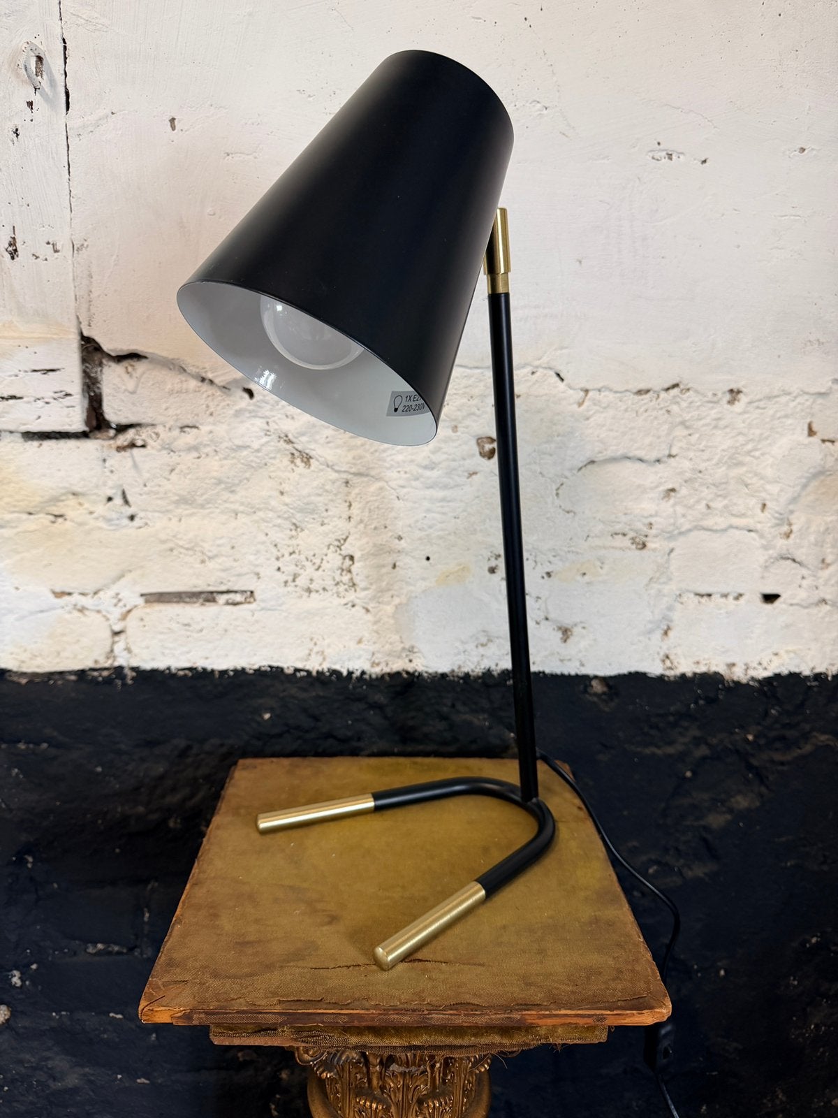 Gave tafellamp, bureaulamp Hubsch - Leitmotiv zwart messing, Bureaulamp, Ophalen of Verzenden, Zo goed als nieuw, Zwart
