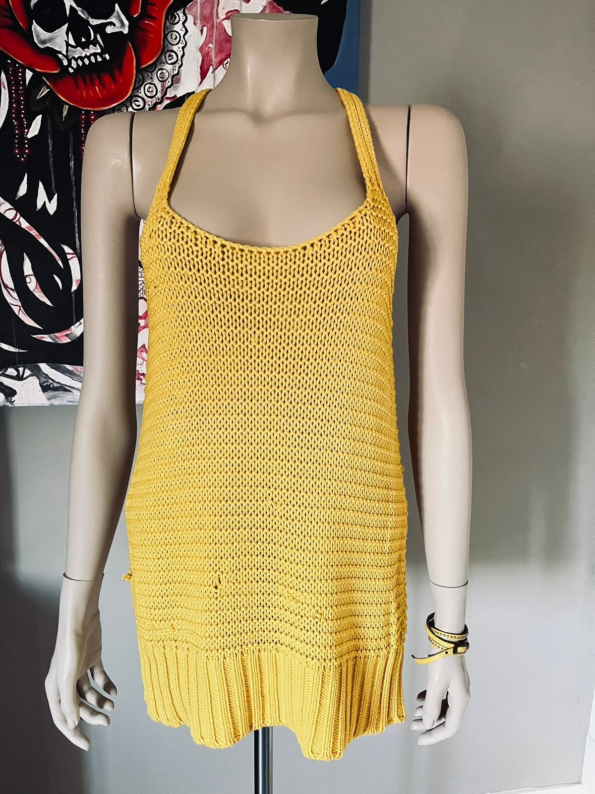 Geel Gebreid Hemd. Vintage H&M, Maat 38/40 (M), Geel, Ophalen of Verzenden, Zonder mouw
