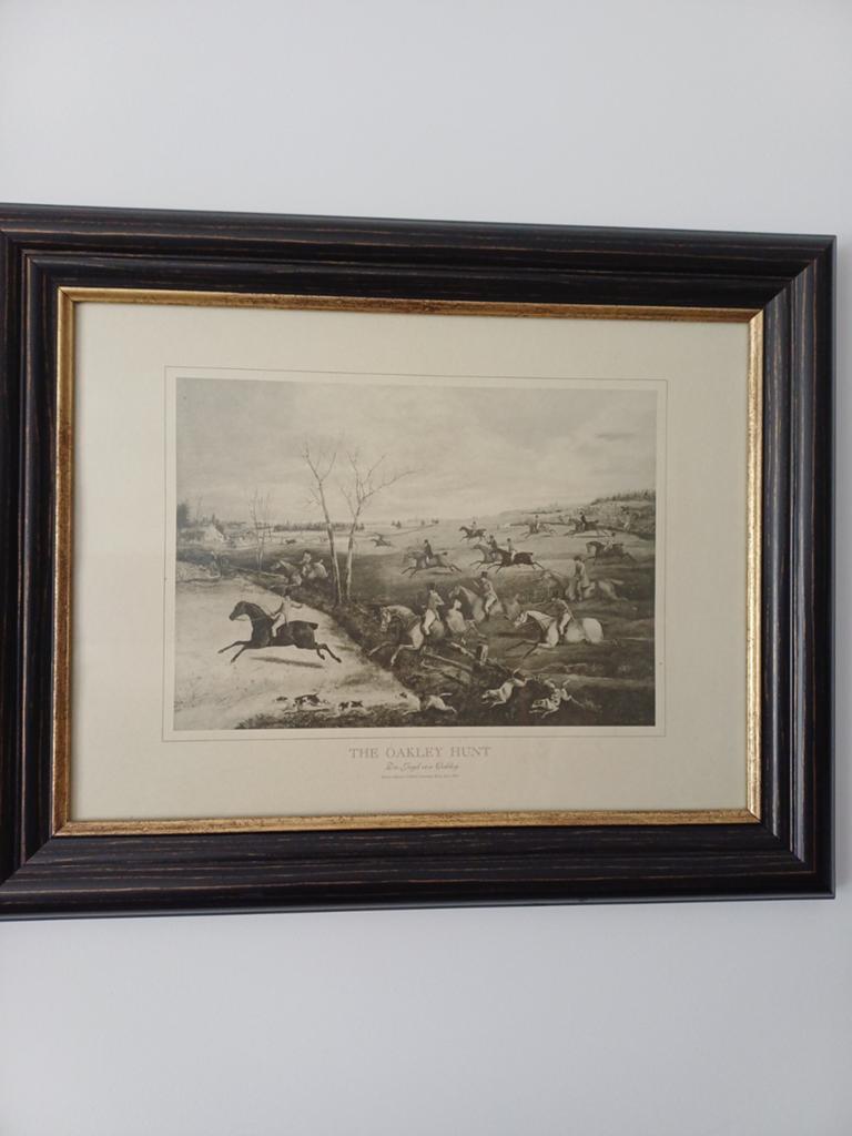 Antieke Prent 'The Oakley Hunt' in Lijst - 39x49 cm, Ophalen of Verzenden
