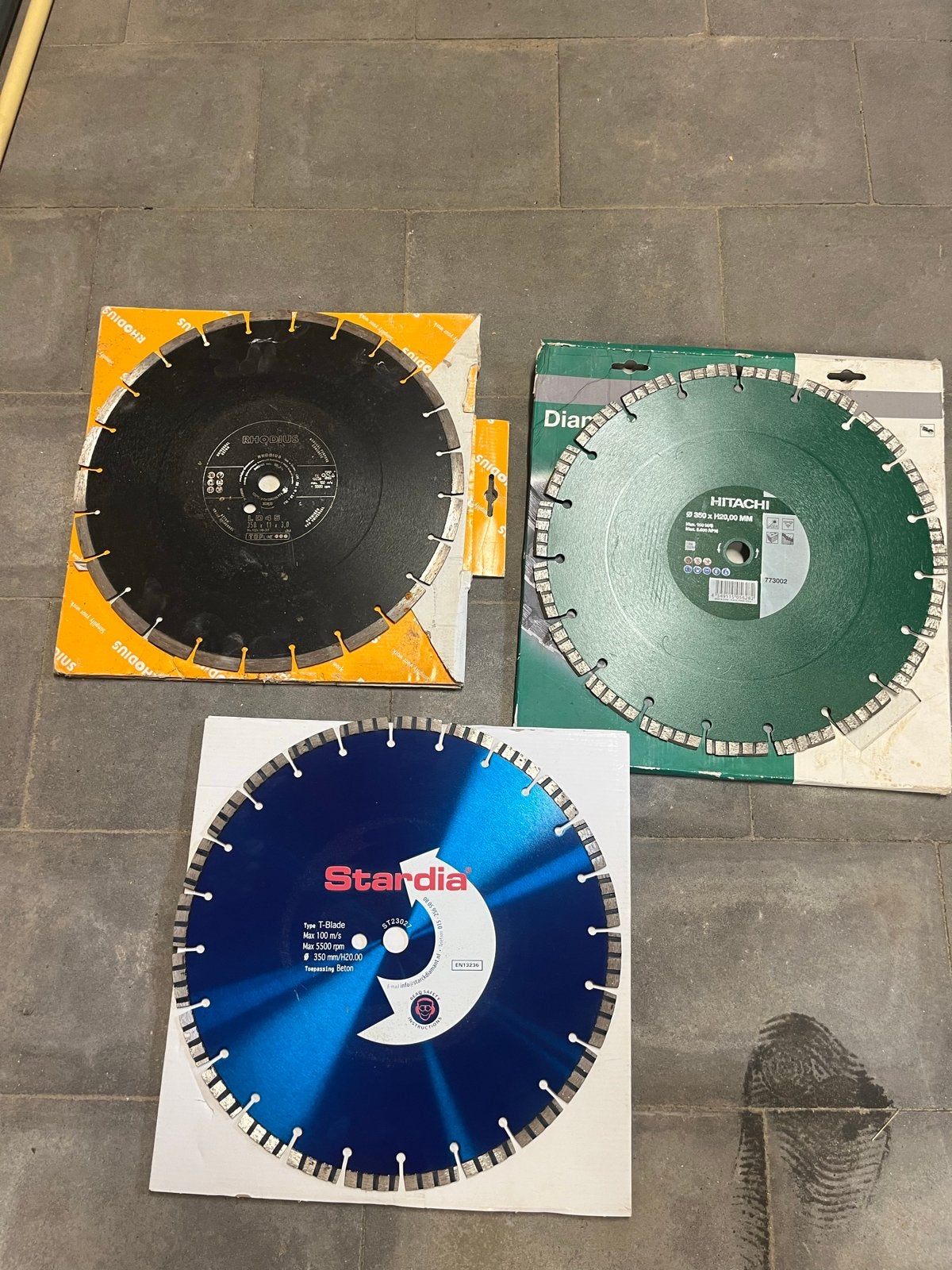 3 Zaagbladen Beton 350 mm - Rhodius, Hitachi, Stardia, Ophalen, Gebruikt, Overige typen
