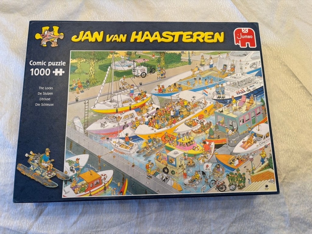 Jumbo jan van haasteren puzzel de sluizen 1000 st compleet!, Ophalen of Verzenden, 500 t/m 1500 stukjes, Zo goed als nieuw, Legpuzzel