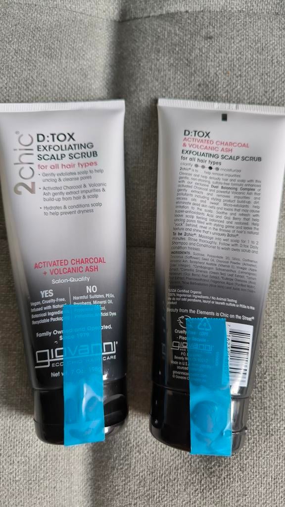 Giovanni 2chic D:Tox Exfoliërende Hoofdhuidscrub (2x198gr), Ophalen of Verzenden, Nieuw, Overige typen
