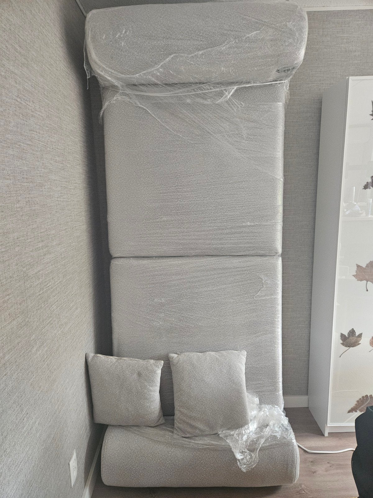 Zo goed als nieuwe bank - Crèmekleurig/Grijs, Ophalen, Driepersoons, 75 tot 100 cm, Zo goed als nieuw