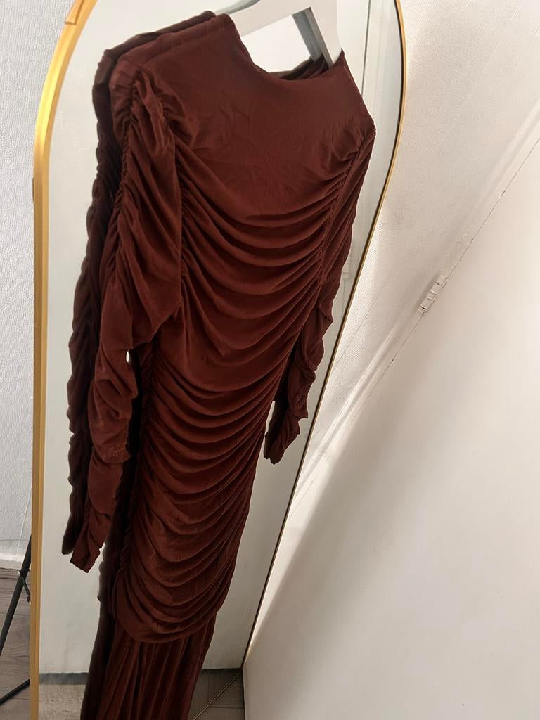 Elegante Avondjurk met Transparante Mouwen & Stretch Stof, Kleding | Dames, Gelegenheidskleding, Zo goed als nieuw, Ophalen of Verzenden