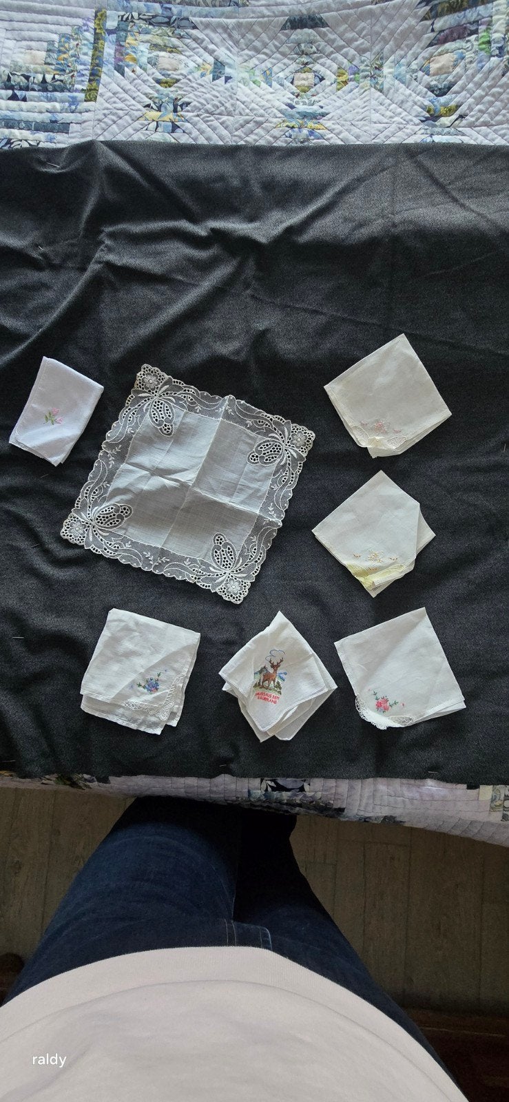 Set van 7 Vintage Zakdoeken - Kant en Geborduurd, Ophalen of Verzenden