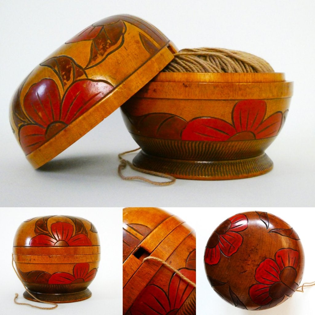 Kluwenhouder / wolbakje in Amsterdamse School stijl batik, Overige onderwerpen, Minder dan 20 cm, Art deco, Ophalen of Verzenden