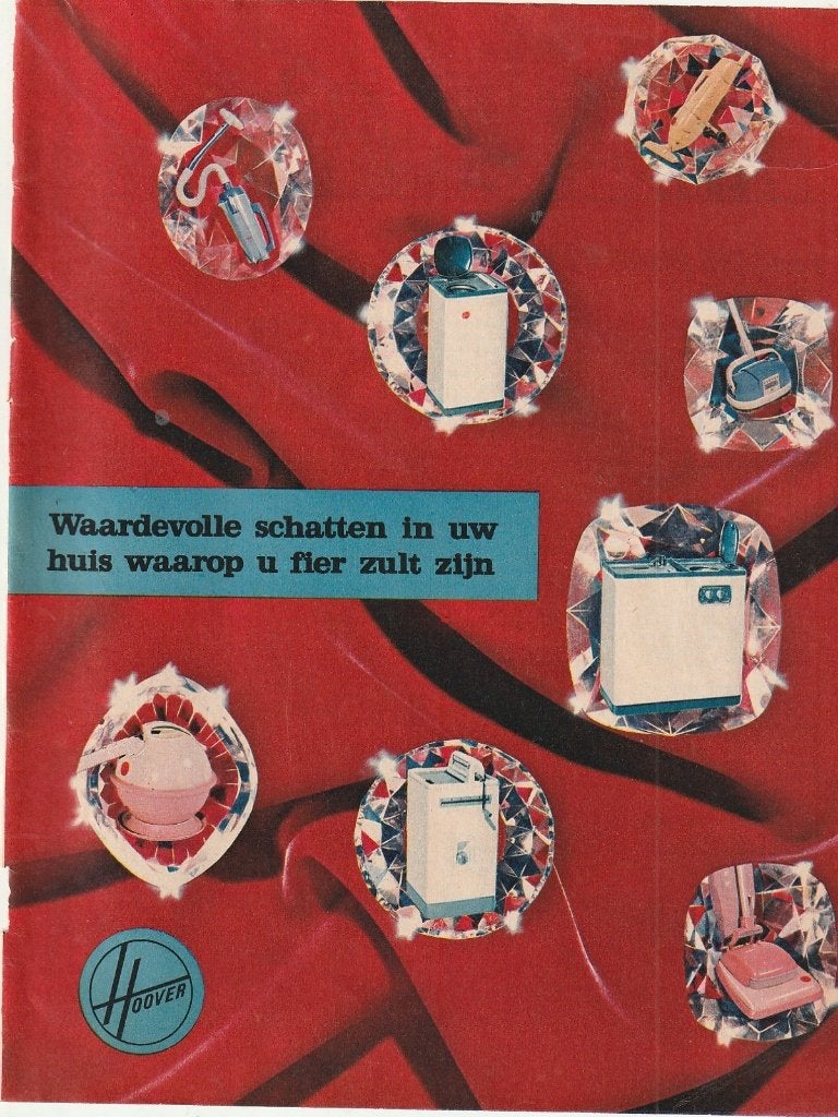 Retro reclame 1961 Hoover stofzuigers wasmachines fier, Verzenden, Overige typen