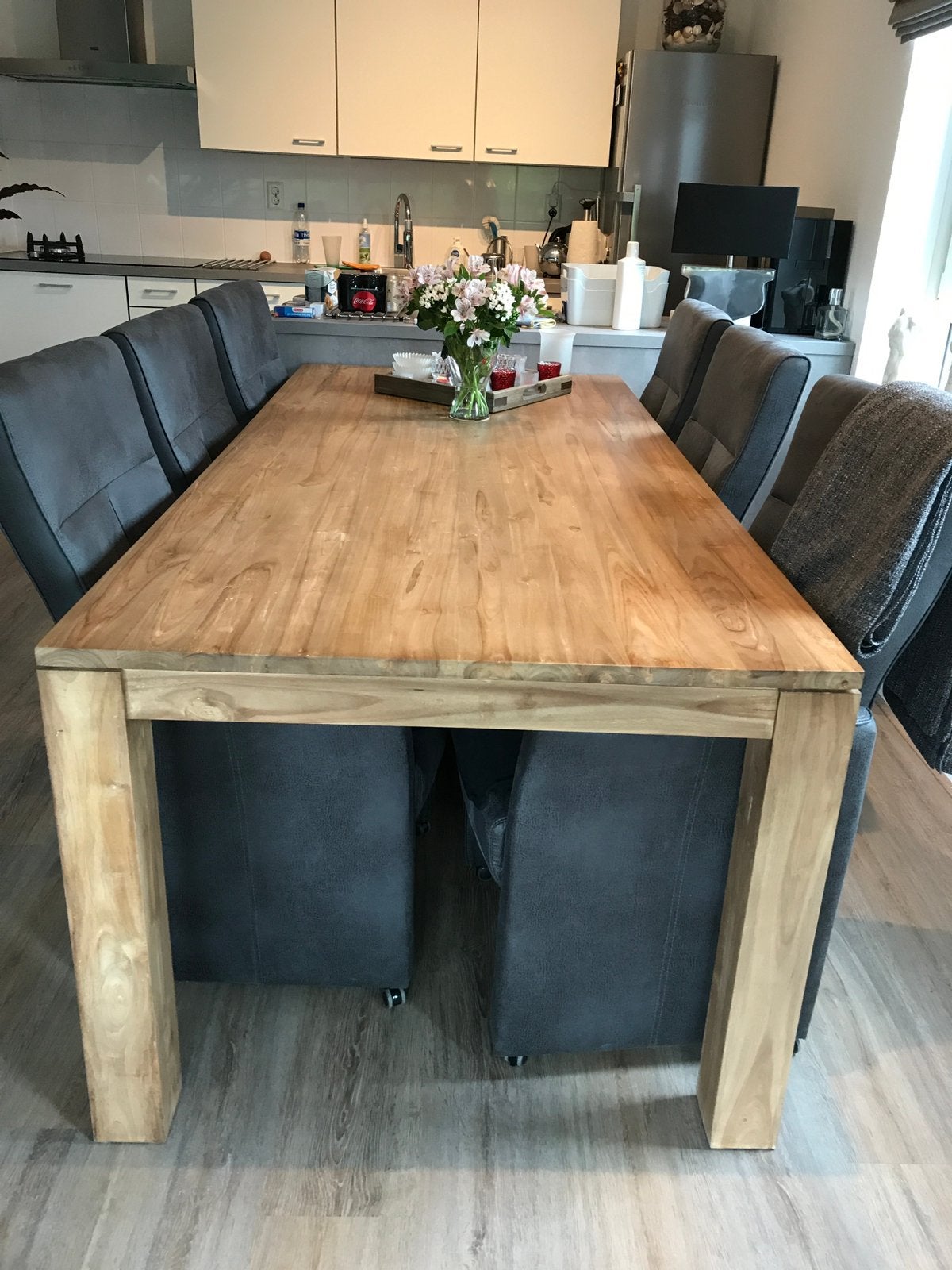 Teak Houten eettafel 100x220 cm., Huis en Inrichting, Tafels | Eettafels, Ophalen, Gebruikt, Teakhout, 200 cm of meer