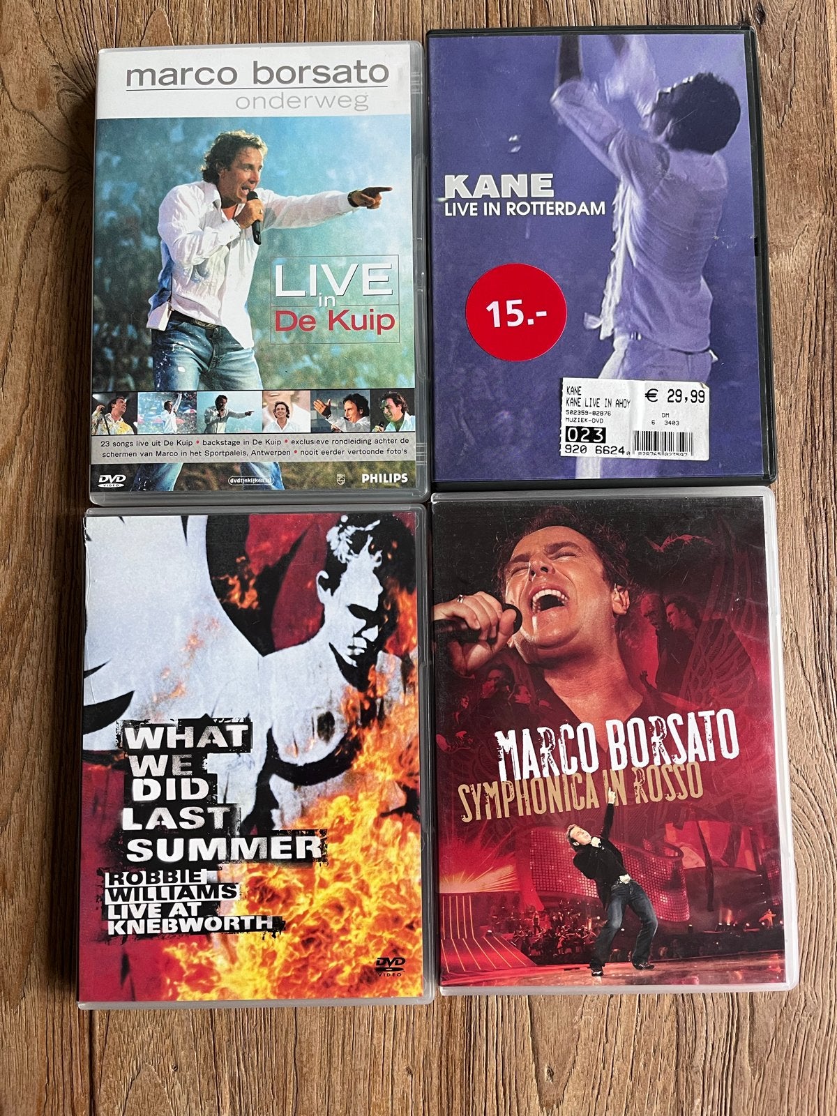 Diverse Live Concert DVD's: Marco Borsato, Kane, Robbie Will, Gebruikt, Alle leeftijden, Concert, Inclusief doosje
