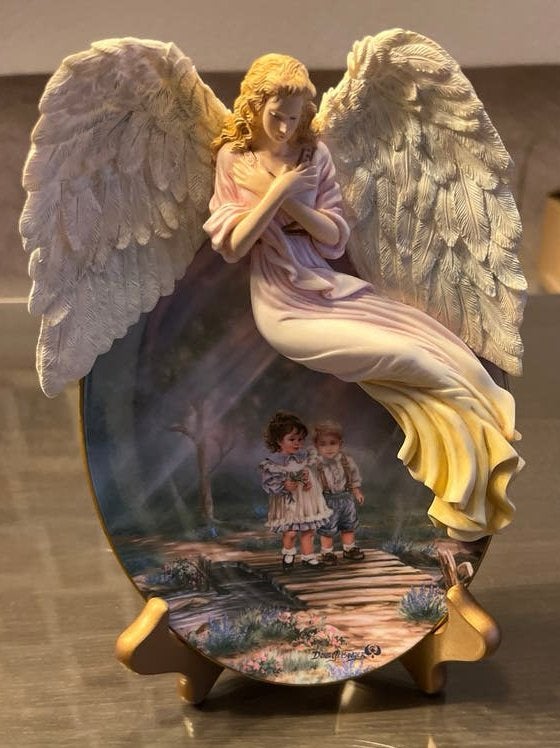 Bradford Exchange Engel met Kinderen Decoratieve Plaat, Ophalen of Verzenden, Zo goed als nieuw, Religie