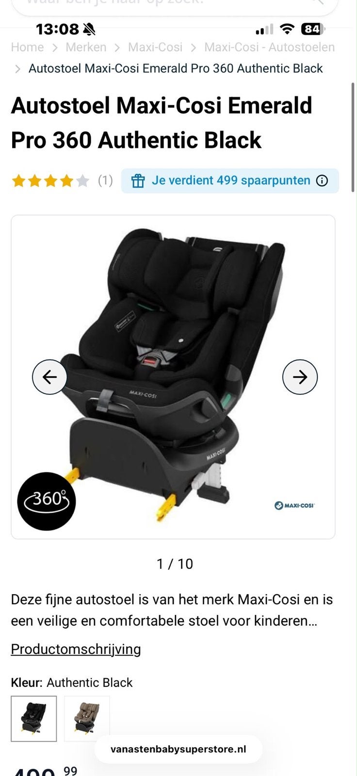 Maxi Cosi Emerald 360 Pro Authentic Black - Nieuw in doos, Ophalen, Verstelbare rugleuning, Nieuw, Isofix