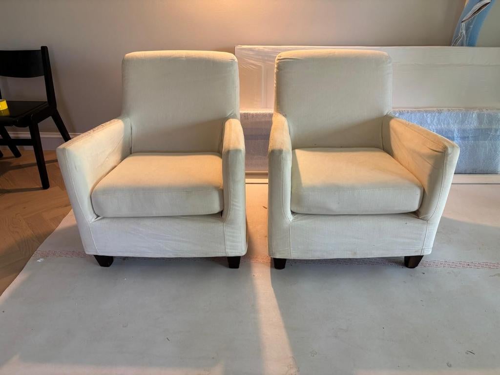 Set van 2 crèmekleurige fauteuils, Ophalen, Gebruikt, Twee, Overige kleuren