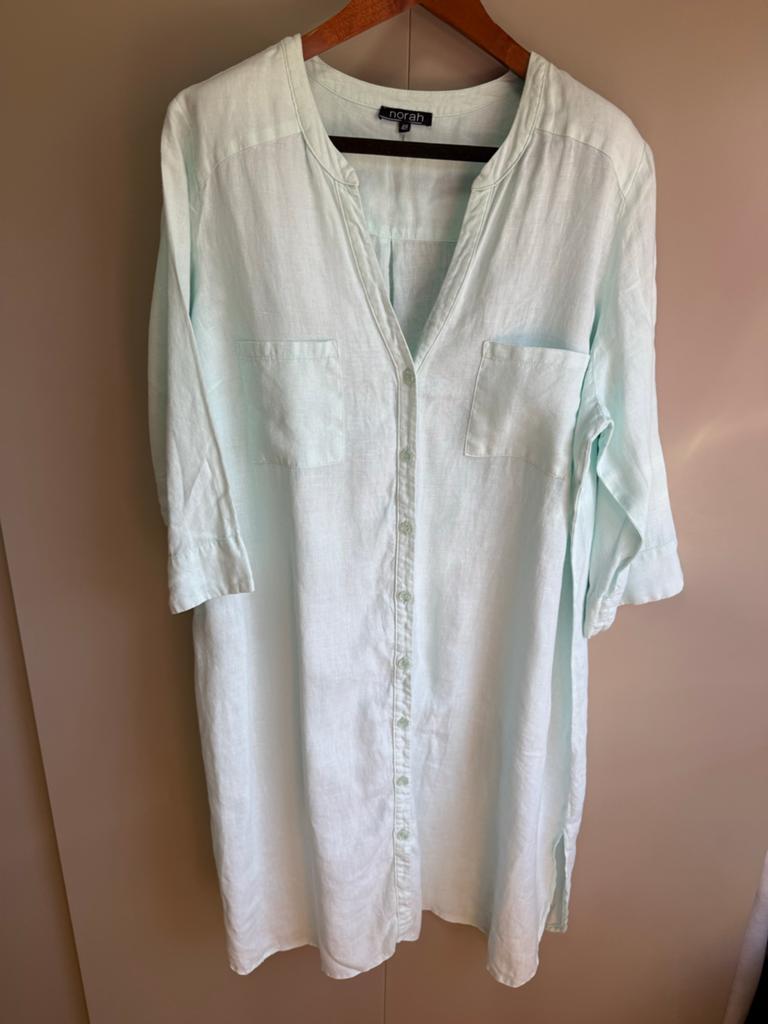 Norah linnen jurk/tuniek maat 48, mintgroen - 100% linnen, Kleding | Dames, Grote Maten, Ophalen of Verzenden, Zo goed als nieuw