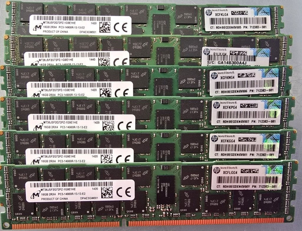 16GB DDR3 ECC Registered RAM 1866MHz Micron / HP, DDR3, Ophalen of Verzenden, Zo goed als nieuw, Hewlett-Packard Nederland B.V. (HPE)