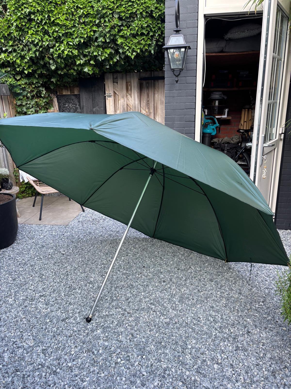 Vis Parasol inclusief grondbevestigingen, Ophalen of Verzenden, Zo goed als nieuw, Overige typen