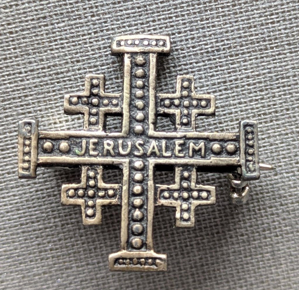 Jeruzalemkruis draagspeld 925 zilver, Ophalen of Verzenden, Zilver