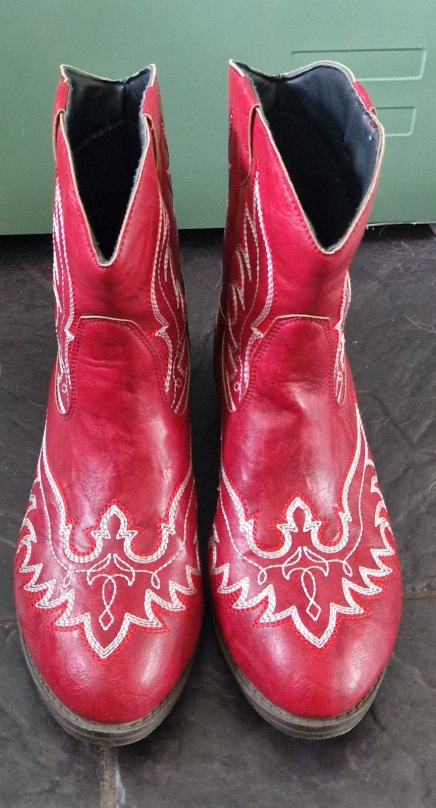 Rode cowboylaarzen met witte stiksels maat 40, Lage of Enkellaarzen, Ophalen of Verzenden, Onbekend, Gedragen