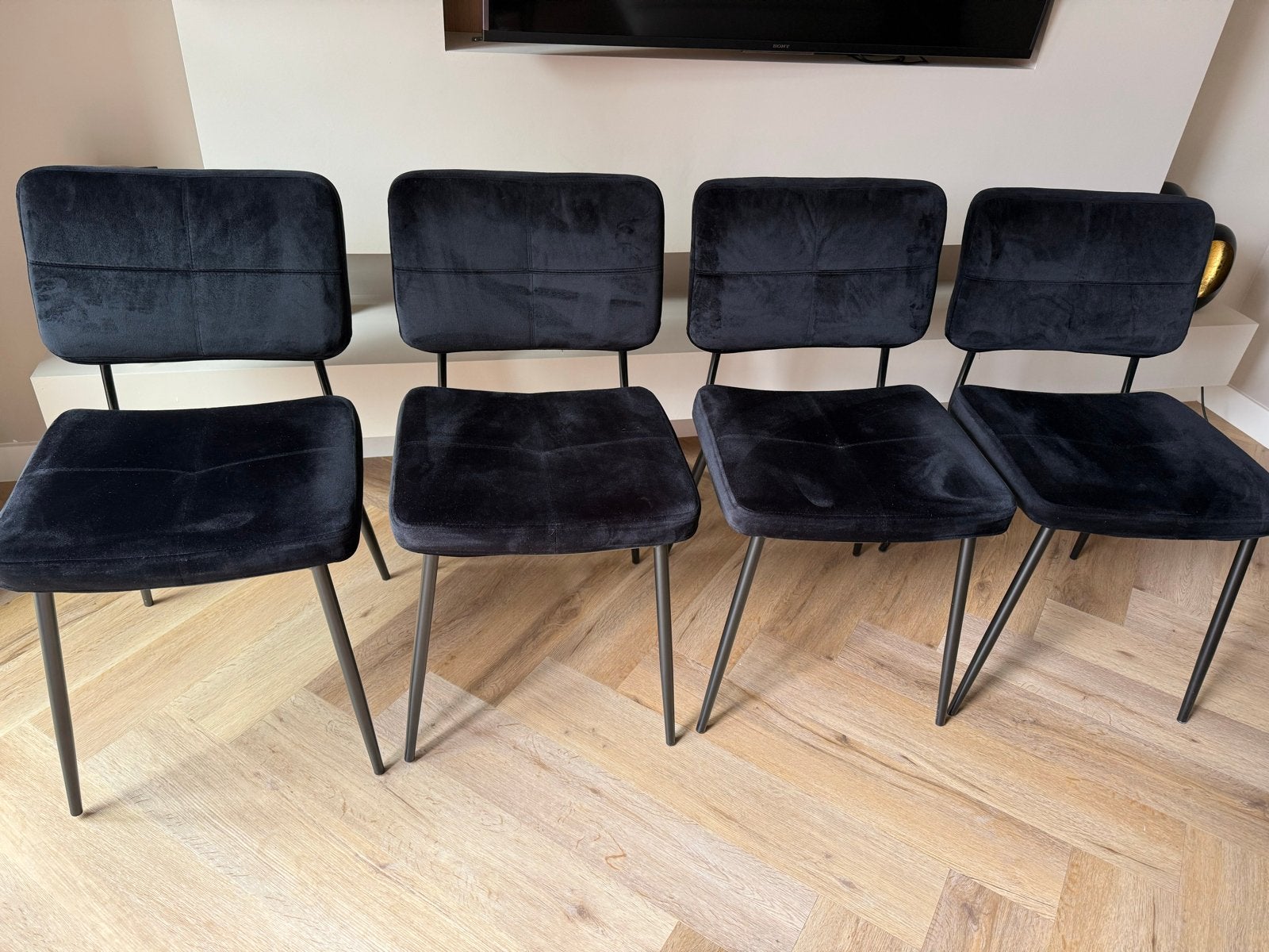 Woood eetkamerstoelen 4x, Overige materialen, Zwart, Ophalen of Verzenden, Zo goed als nieuw