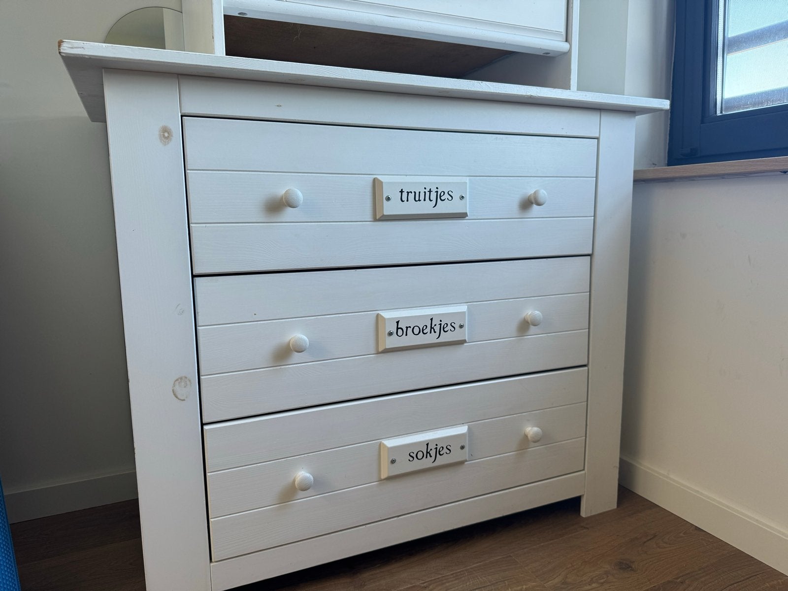 Witte commode met 3 lades, Ophalen, Gebruikt, 50 tot 70 cm, 75 tot 100 cm