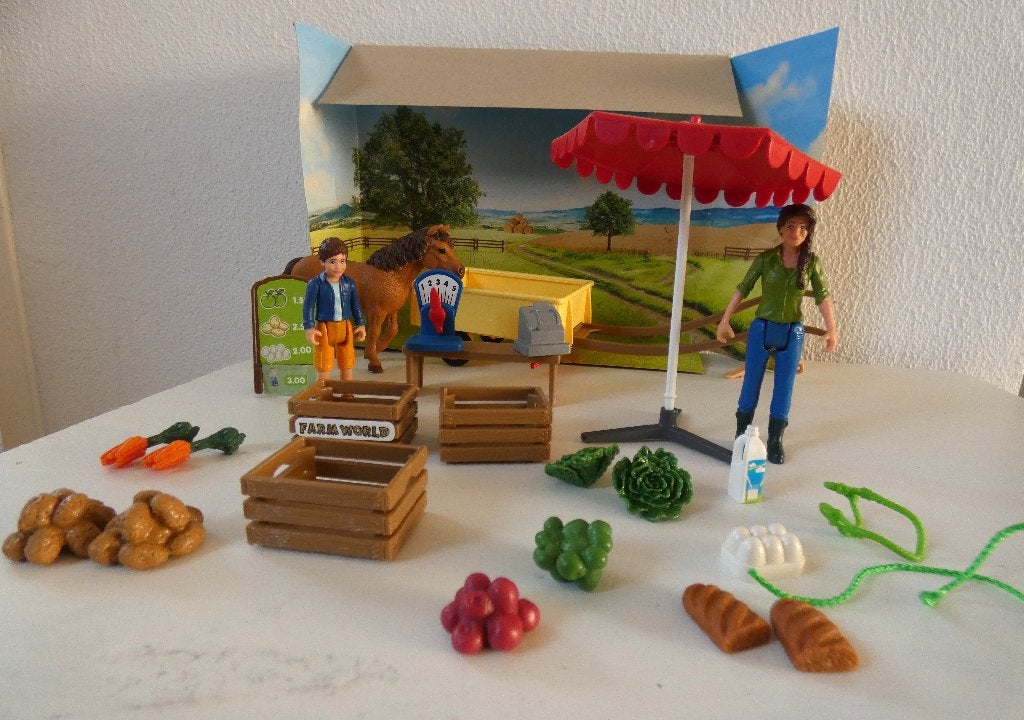 Schleich 42528; mobiele boerenmarkt met paard, Ophalen of Verzenden, Zo goed als nieuw