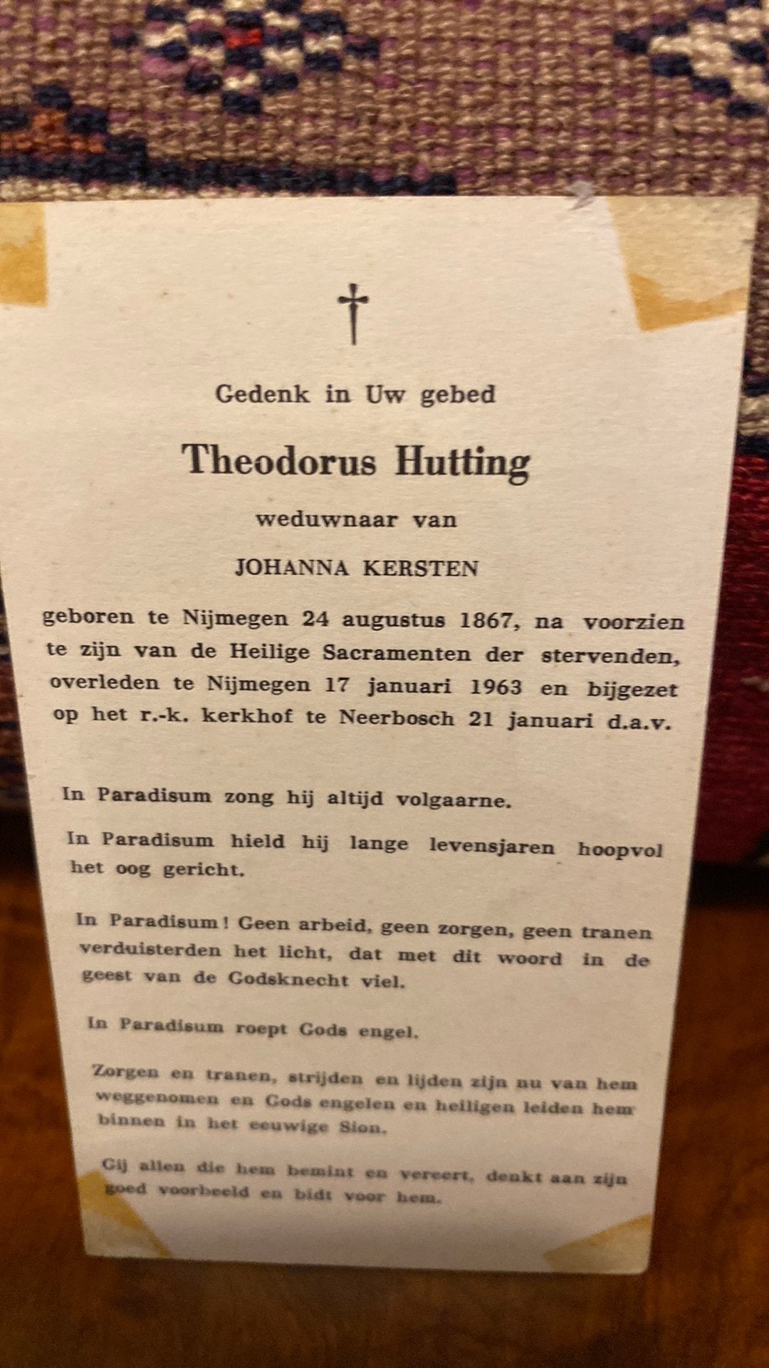 Th Hutting c Kersten 1867 Nijmegen 1963 Neerbosch, Ophalen of Verzenden
